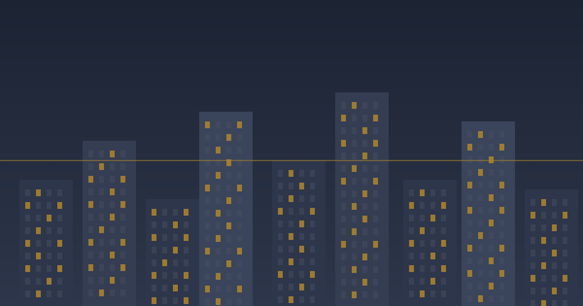 Abstract New York skyline at night with a gold horizon line