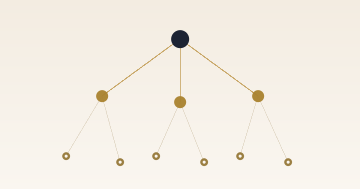 Org-chart style network of connected nodes representing a scaling team